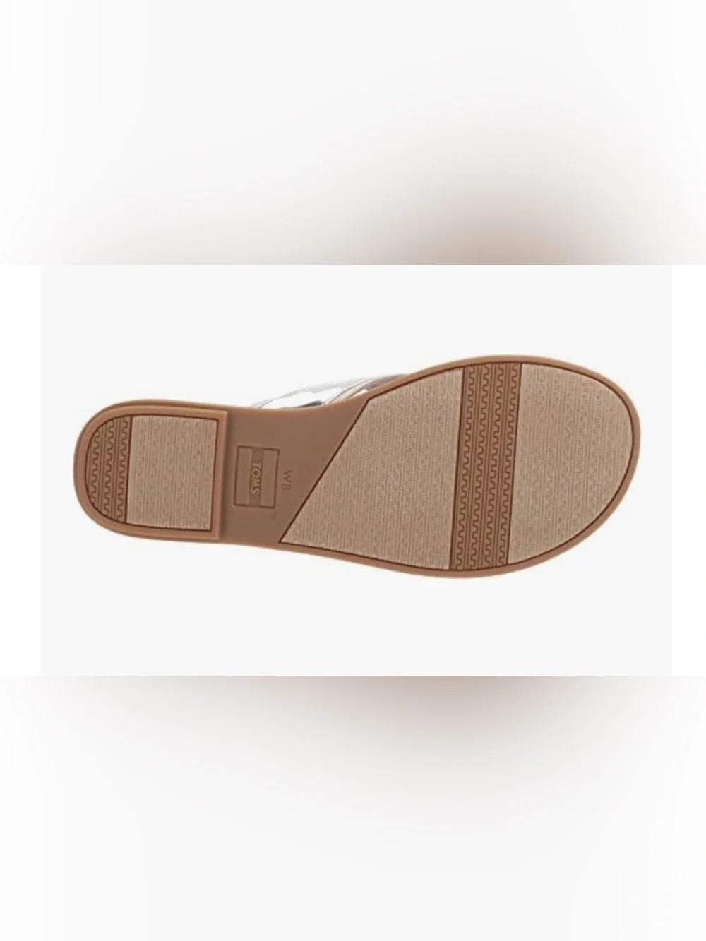 TOMS Women’s VIV Silver Speccio Slide Sandal Shoe 9.5 Metallic Crisscross Strap
